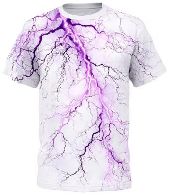 Herren T-Shirt mit 3D-Blitzmuster Sommer kurzärmelig lässig Rundhals atmungsaktiv Streetwear personalisiertes Oberteil