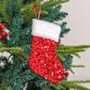 Red Green Plush Sequins Christmas Socks Cartoon Christmas Tree Ornaments  Xmas Decor Gift