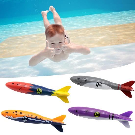 4Pcs Diving Pool Toys Underwater Swimming Throwing Diving Gliding Shark Swimming Glides Toys for Learning to Swim
