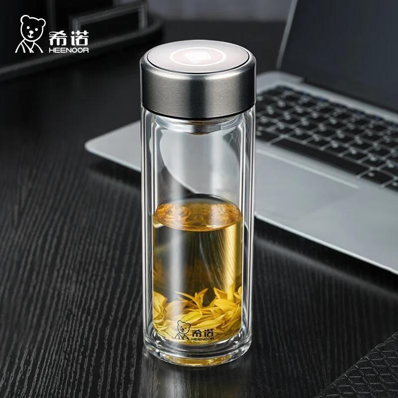 HEENOOR Double Wall Glass Water Bottle