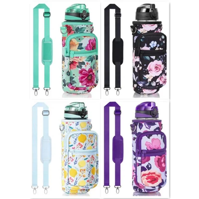 Large Water Bottle Sleeve Mobile Phone Pouch Portable Cup Holder Outdoor Sport Bottle Bag With Carrying Strap