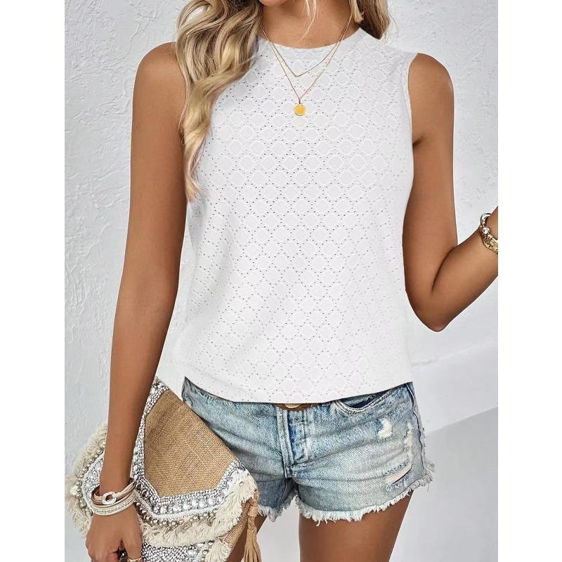 BITCED Women's Fashion Casual Solid Color Print Sleeveless O-Neck Blouses & Shirts