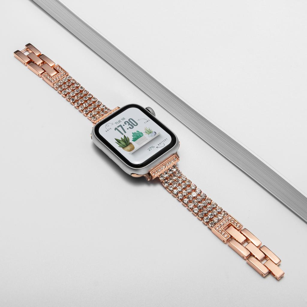 Diamant Slanke Band voor Iwatch Ultra 3/2 49mm 44 45 38 31 40 46mm Bling Dames Band voor Apple Watch Series 11 10 9 8 7 6 5 4 se3