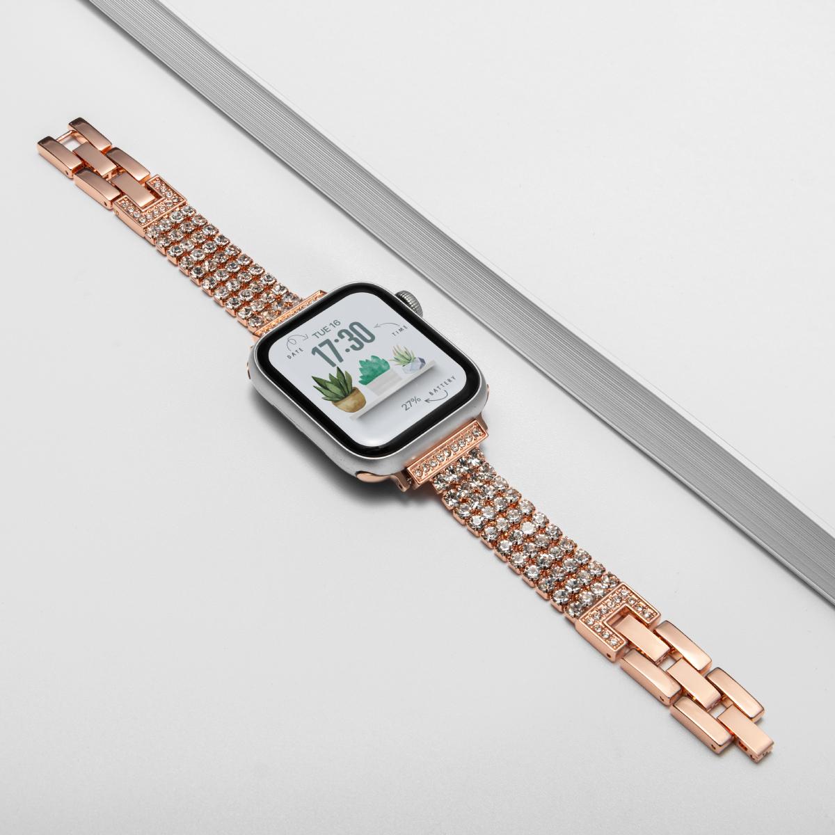 

Бриллиантовый тонкий ремешок для Iwatch Ultra 3/2 49мм 44 45 38 31 40 46мм Блестящий женский ремешок для Apple Watch Series 11 10 9 8 7 6 5 4 se3 38-40-41MM