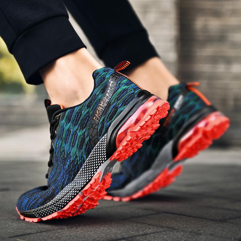 Large Size Men's Shoes Sports Shoes Casual Fly-woven Running Shoes Men's Trendy Shoes Marathon Running Shoes Platform Running Shoes