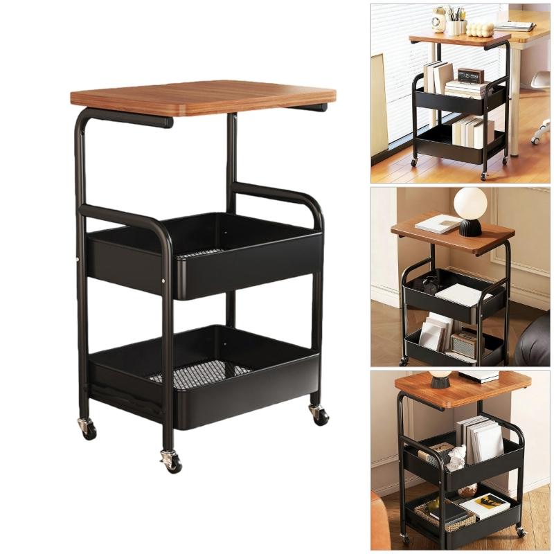 3 Tiered Metal Rolling Storage Cart With Lockable Wheels For Kitchen Bathroom Office Home Organization And Space Saving