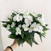 4Pcs Artificial Impatiens Flowers, Faux Impatiens Bushes Yellow Artificial Impatiens Bouquet for Patio Lawn Garden Pot Hanging Basket Porch Decoration