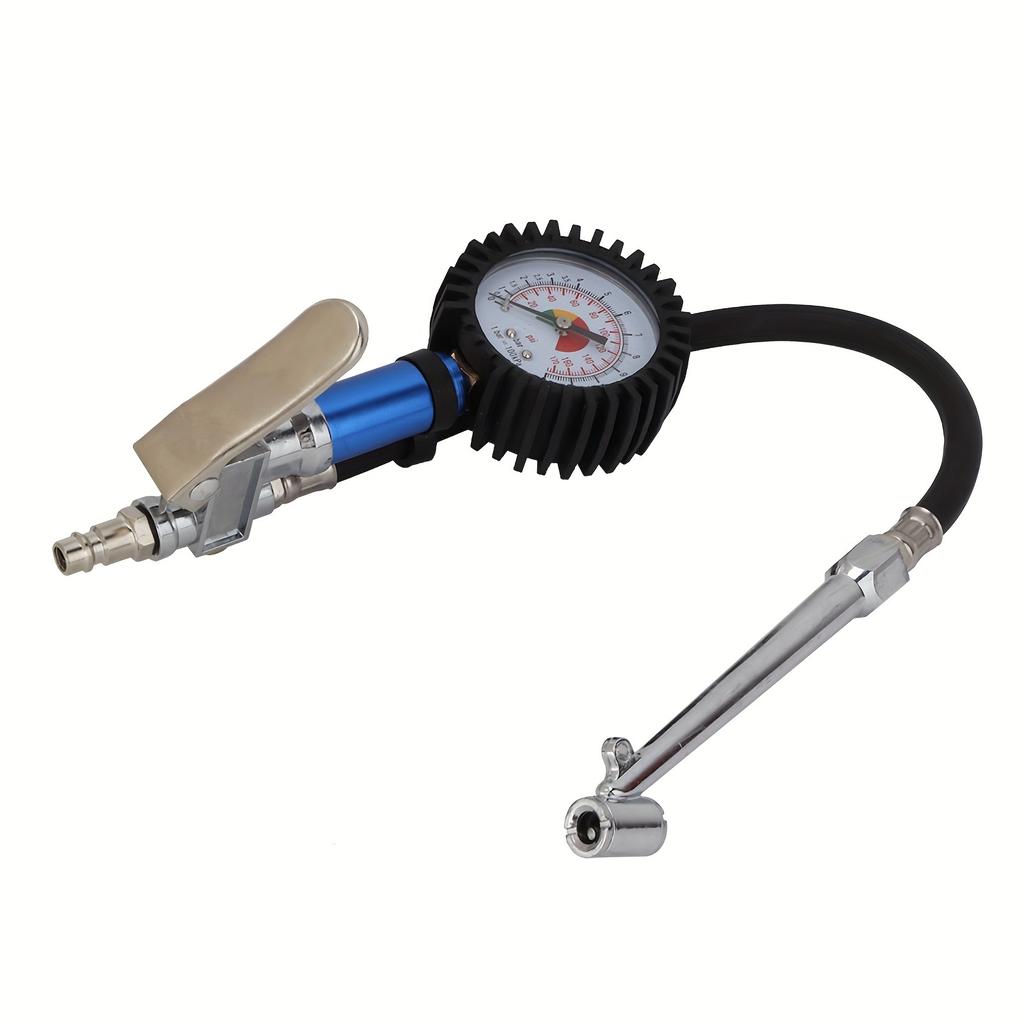 Tire Inflator Tire Pressure Gun Deflator Air Pressure Gauge With Rubber Hose 12 Bar Self Clamping And Quick Connector Chuck For RV Car Motorcycle Bike