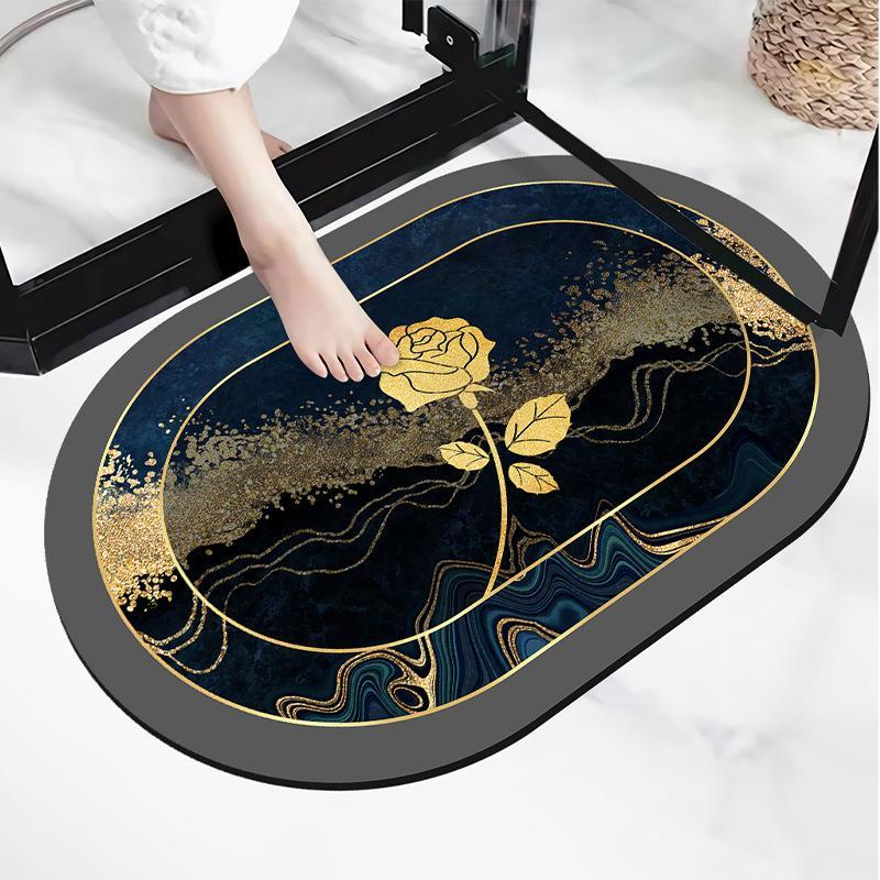Light luxury style soft bathroom absorbent floor mat, quick drying anti fouling foot mat, washable bathroom