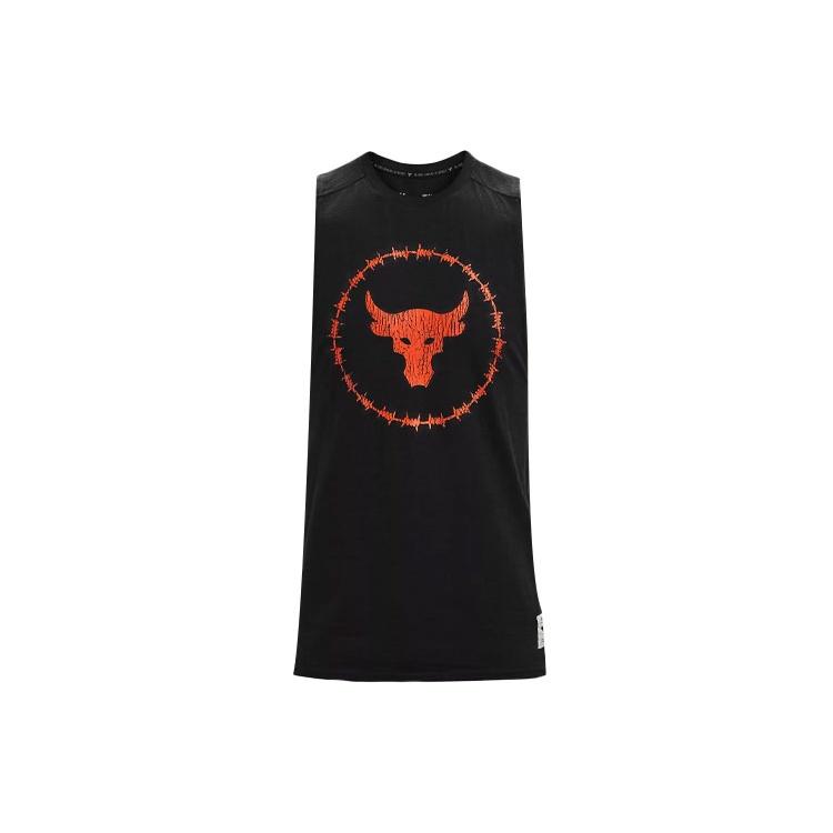 Мужская майка Under Armour Project Rock Charged Cotton  Черный Оранжевый  1361623-001 M