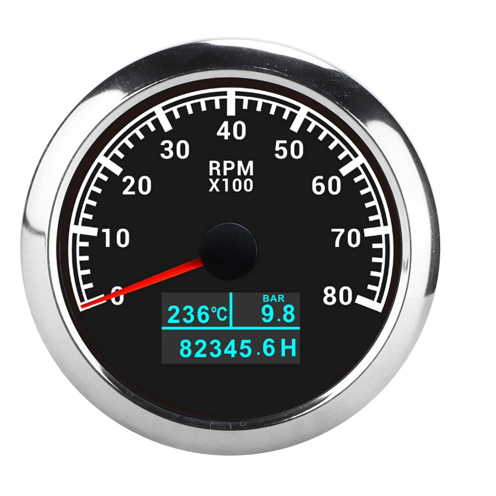 

3 In 1 Tachometer Water Temperature Oil Pressure Cumulative Hour Display Pointer IP67 for Car Truck Ship