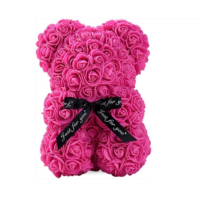 Miś z róż 25cm Miś z kwiatów Sztuczny miś z pianki na Walentynki, rocznicę ślubu, Boże Narodzenie, urodziny, przyjęcie