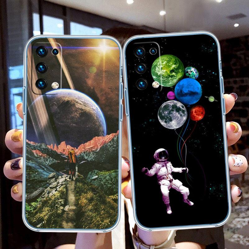 IK2 Abstract Space Astronaut Transparent Phone Case for Motorola Moto G7 G8 G9 G84 G85 G73 G24 G15 Z2 Play Power Plus