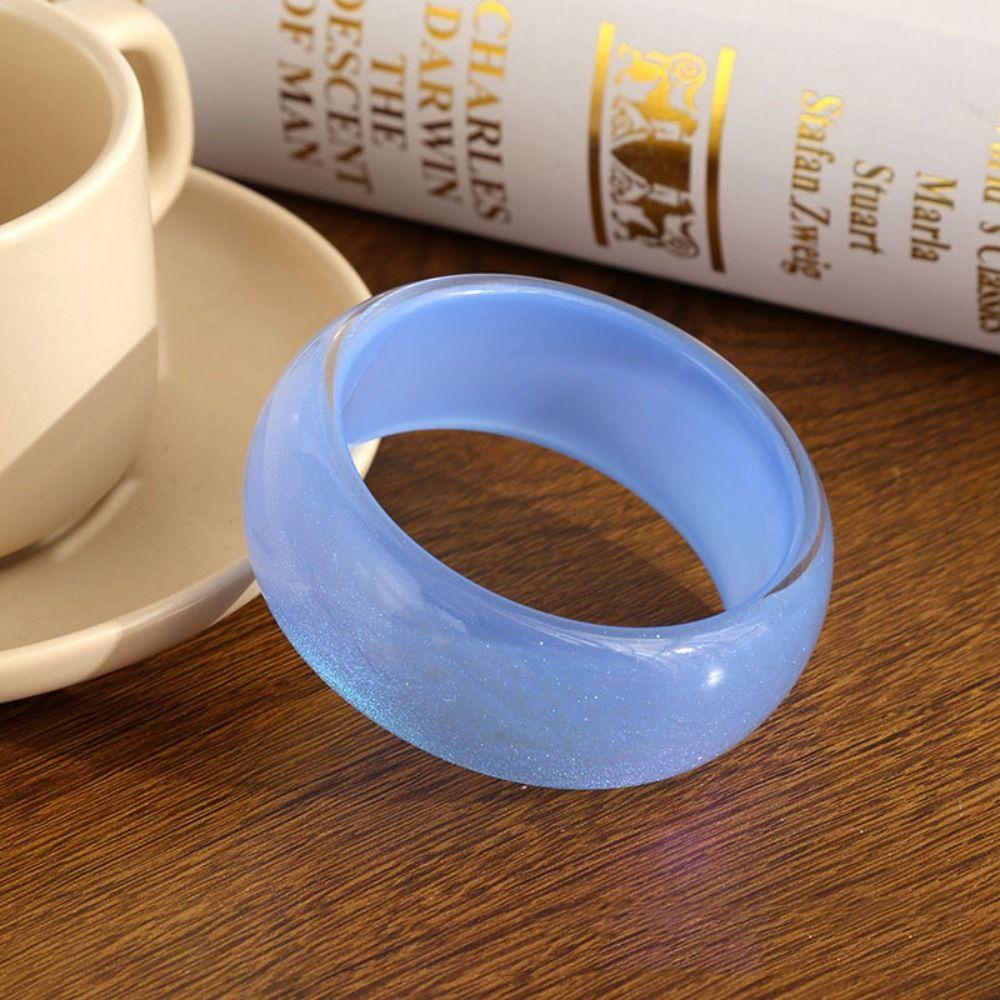 Glitter Big Round Irregular Wide Bracelet Wide Bangle Transparent Hand Ring Girls