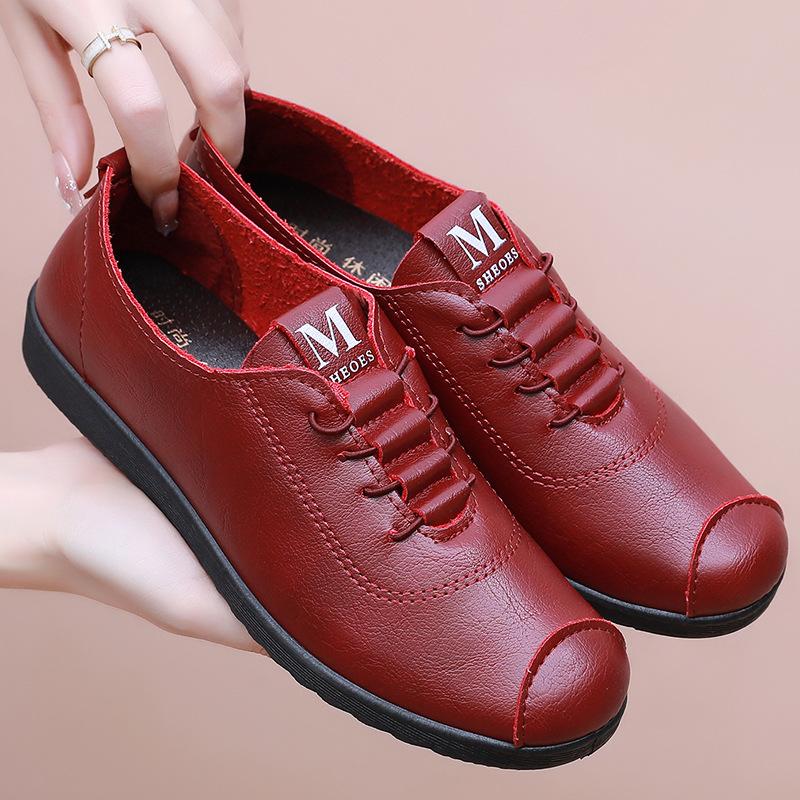 New Soft-soled Shoes, Spring and Autumn Non-slip Leather Shoes, Medium and Old Single Shoes, Comfortable Flat-soled Work Shoes for the Elderly