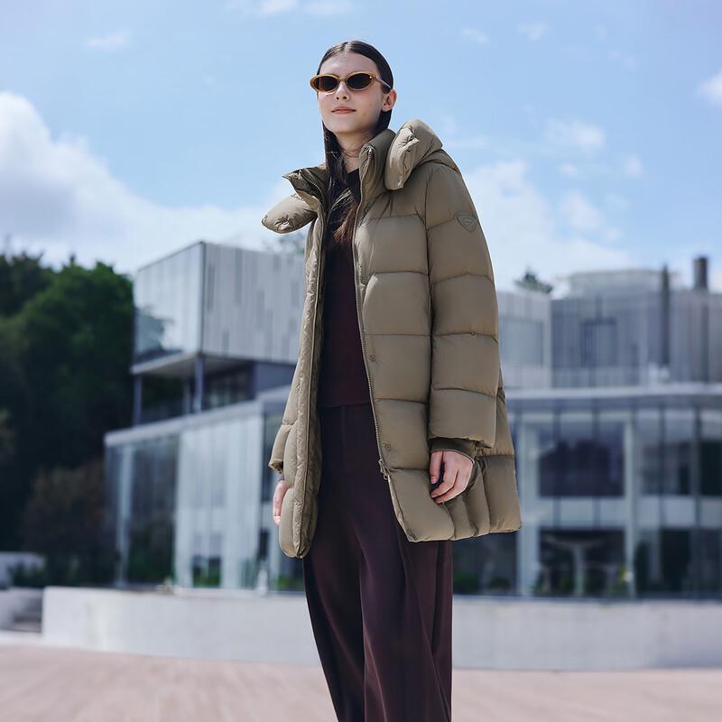 Tanbor Damen-Daunenjacke mit abnehmbarer Kapuze, mittellang