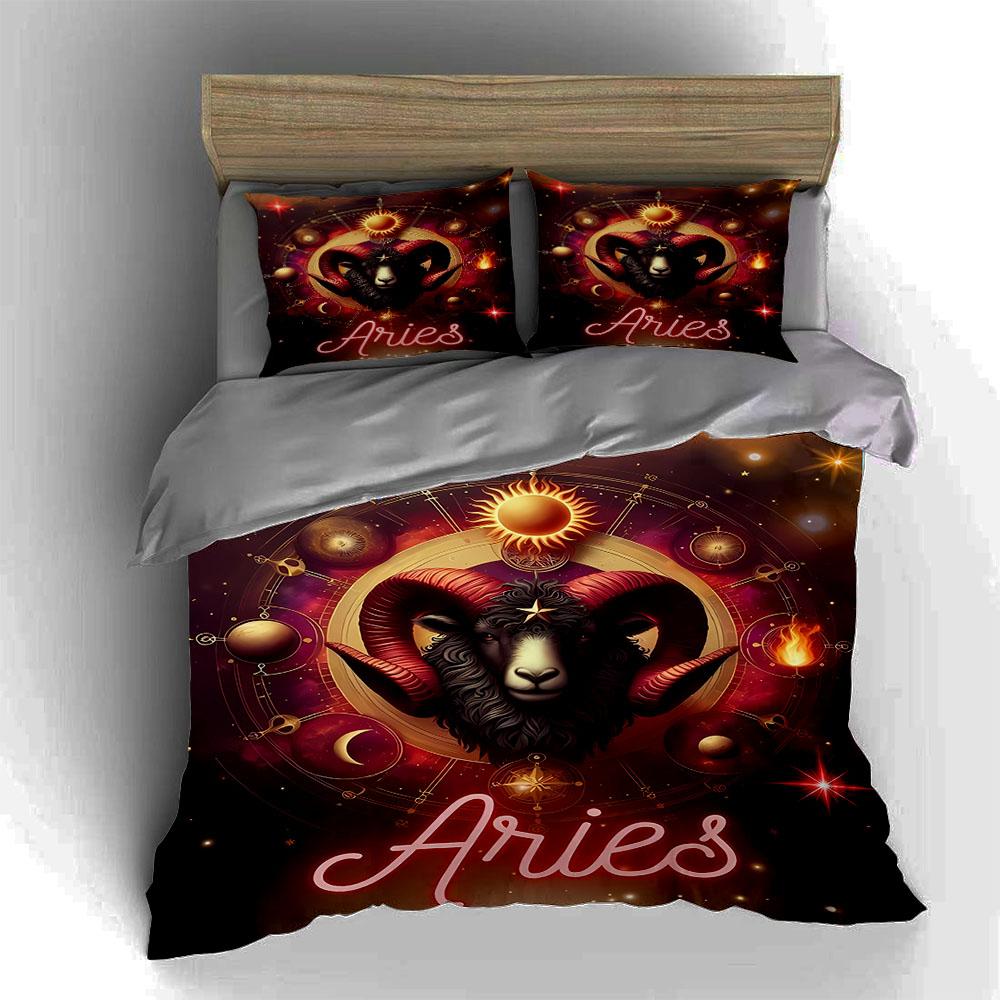 Zodiac Ram Design. Bedding, Duvet Cover Sets, Duvet Covers, Pillowcases, Birthday Gifts (1 * Duvet Cover 2 * Pillowcases, Without Duvet Insert)