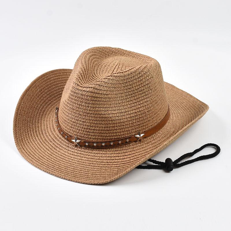 

Womens Straw Western Cowboy Hat Foldable Wide Brim Summer Sun Hats Outdoor Vacation Beach Cowgirl Hat One Size