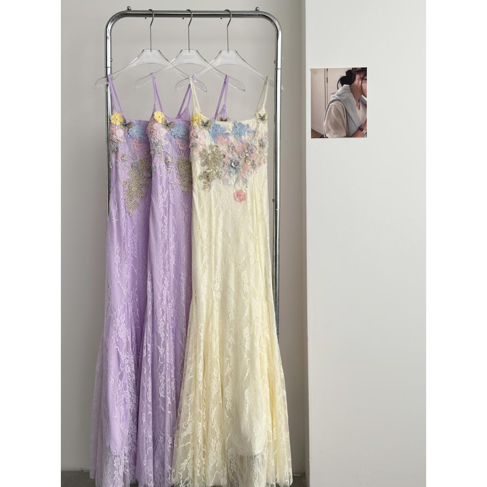 

Цветочное кружево чистый ветер рыба Цзи девушка цветочное кружево сетка платье рыбий хвост средней длины юбка на бедрах XL- (recommended 110-60kg) лаванды фиолетового