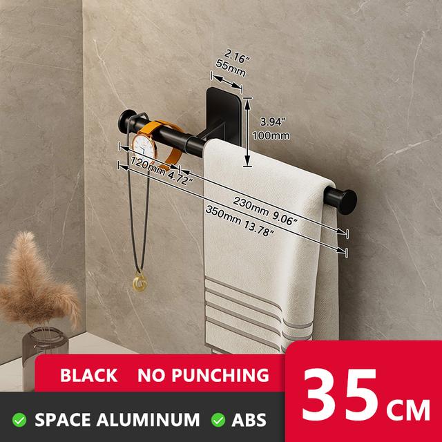 

35/55 см Вешалка для полотенец в ванную Самоклеящийся Алюминиевый Держатель для полотенец Подвесная Перекладина для полотенец Настенная Полка для полотенец Аксессуары для ванной