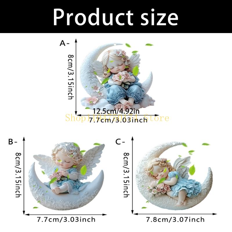 Festives 2D Angel Baby On Moon Design Acrylic Pendant Auto Decors Creative Holiday Present top sale