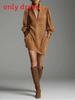 Elegant Pure Color Long Sleeve Dress With Zipper Collar For Office And Casual Wear