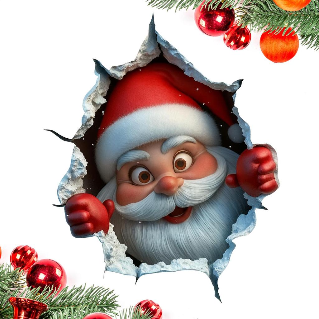 3D Christmas Wall Stickers Holiday Home Decoration Removable Santa Removable Reindeer Decoration Christmas Wall Stickers Decor