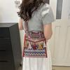 Ethnic Style Crossbody Bag with Tassel Single Shoulder Crossbody Bag Portable Water Bucket Exquisite Bag