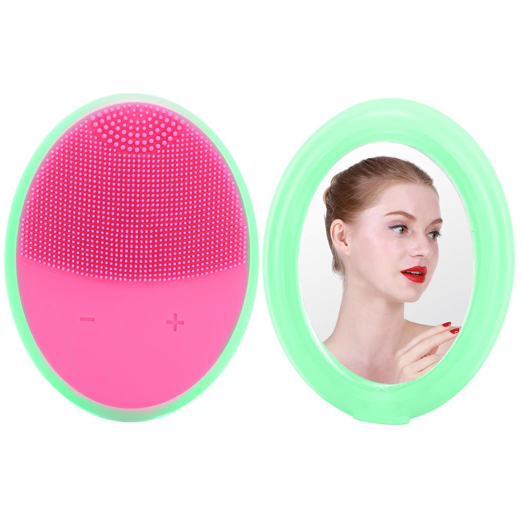 Ultrasonic Silicone Face Cleansing Brush 7 Color Photon Therapy Light Face Cleansing Brush (Rose