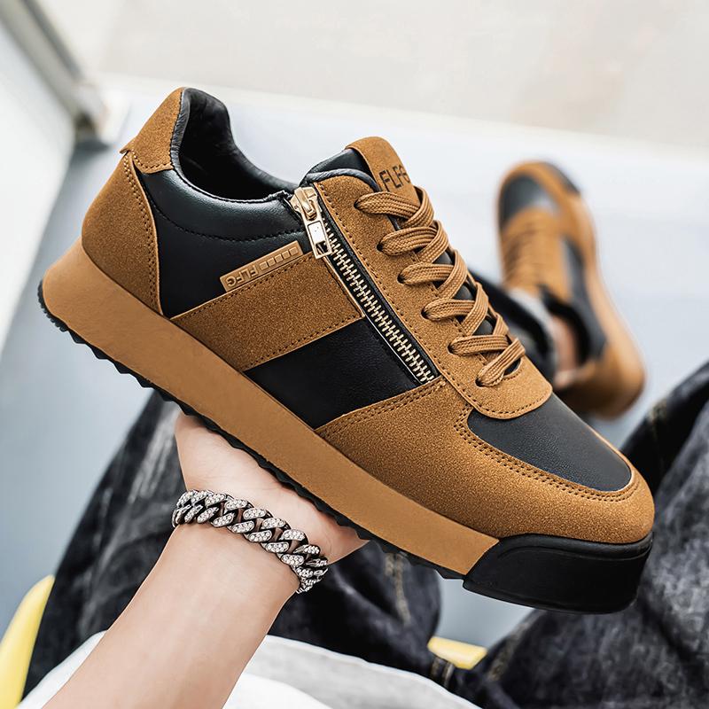 Fashion Sneaker Casual Plus Size 45 Men Designer Retro Board Shoes Fashion Microfiber Leather Fabric Height Increased Flat Platform Shoe