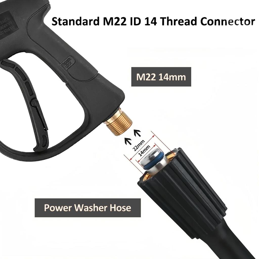 2175 PSI High Pressure Washer Gun Blue/Black Short Handle  - M22-14 Thread Optional 1/4" Quick Connect Nozzle For Cleaning Car