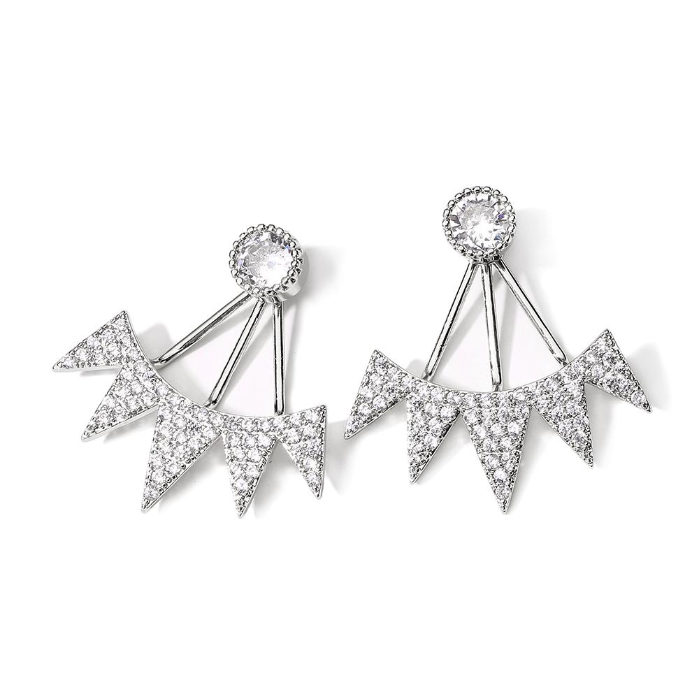 ZAKOL Fashion Luxury Feather Crystal Wing Symmetrical Stud Earrings Exquisite copper Color Party Zircon Accessories for Women