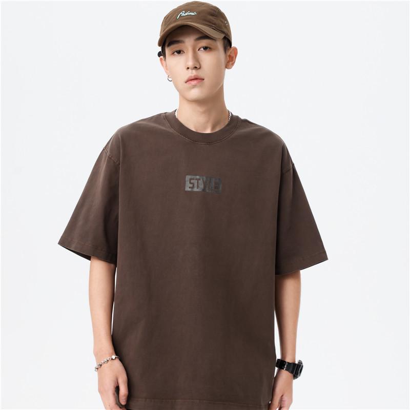 

Мужская модная футболка с градиентной стиркой, с коротким рукавом и принтом букв - Свободный крой, Большой размер, Летний стиль XL (145-160 lbs)