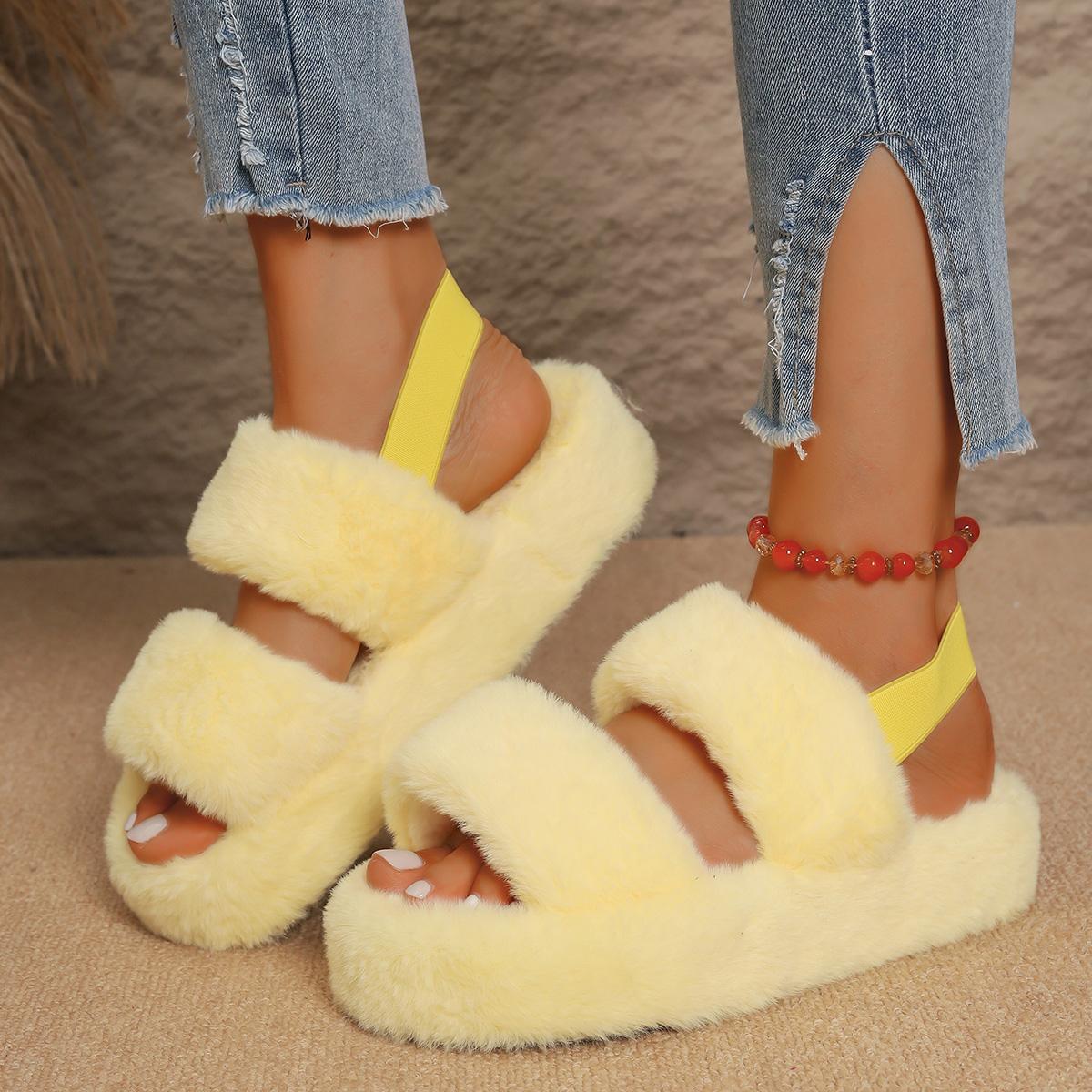 

Модные женские модные теплые пушистые тапочки Удобная уютная обувь Женские плоские мягкие пушистые тапочки на платформе Шлепанцы Женские Zapatos De Mujer 35 жёлтый