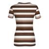 Women's Casual Fashion Round Neck Striped Print Short Sleeve Ribbed Top