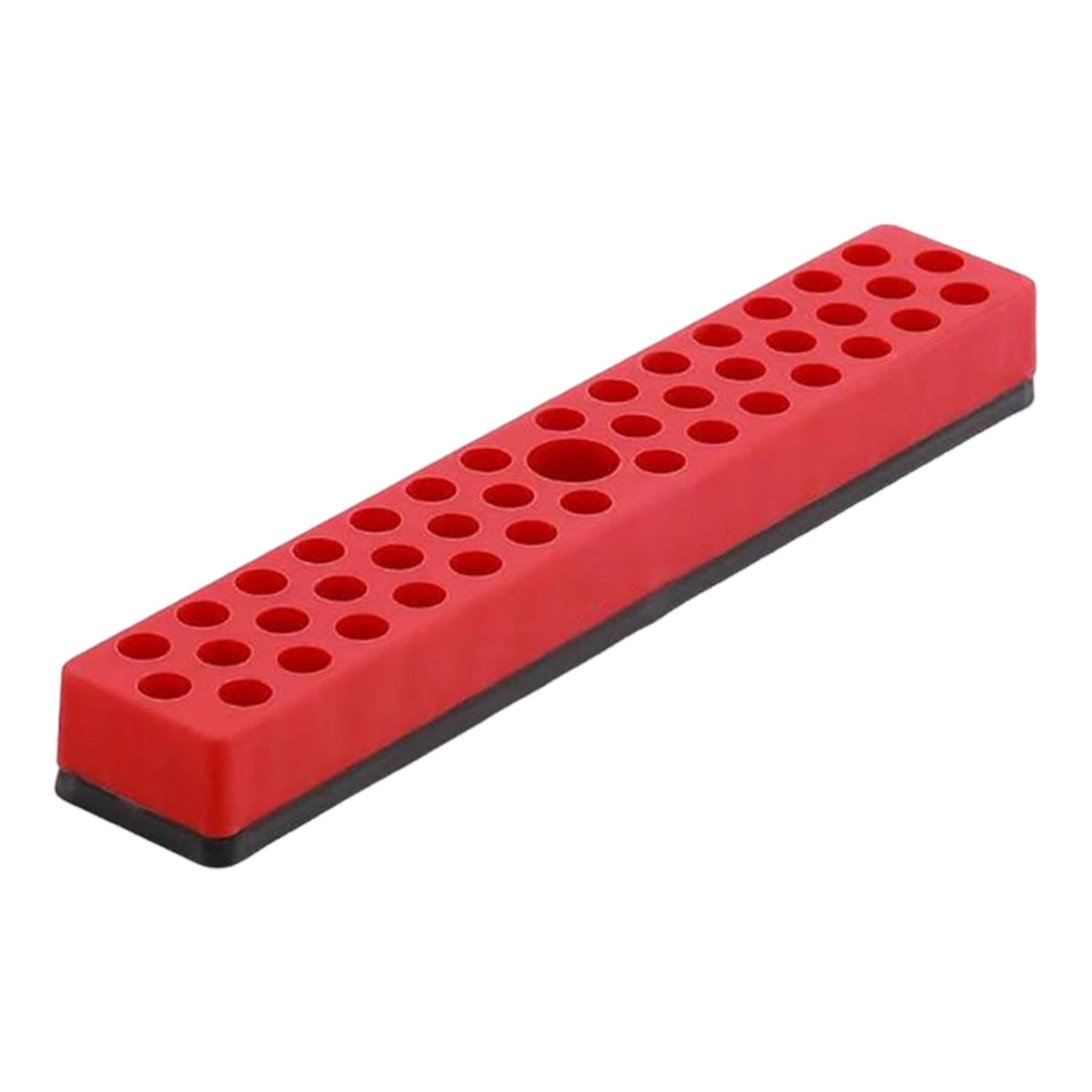 

Multifunctional 1/4 Hex Bit Holder with 43 Slots for Organizing Workshop Accessories. 7 X 1.2 Inch Base. червоний