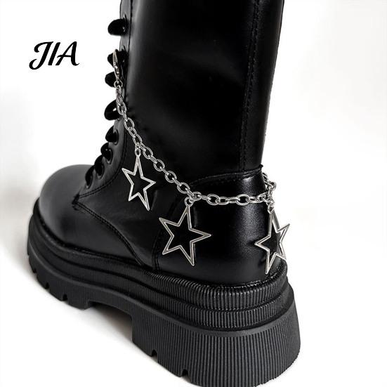 Five Pointed Star Shoe Charms Shape Charms, Accessories Decoration, Gothic Style Shoelaces Punk Decorations Chains, Stainless Steel Decorative Hanging