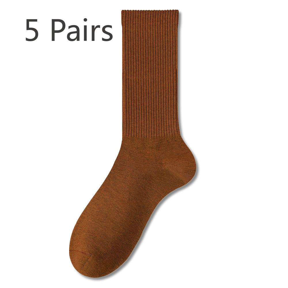 5 Paar Socken Damen Frühling und Herbst Mittelhoch Ohne Naht Schweißableitend Antibakteriell und Deodorant Weiß Baumwolle Lange Socken Sportsocken
