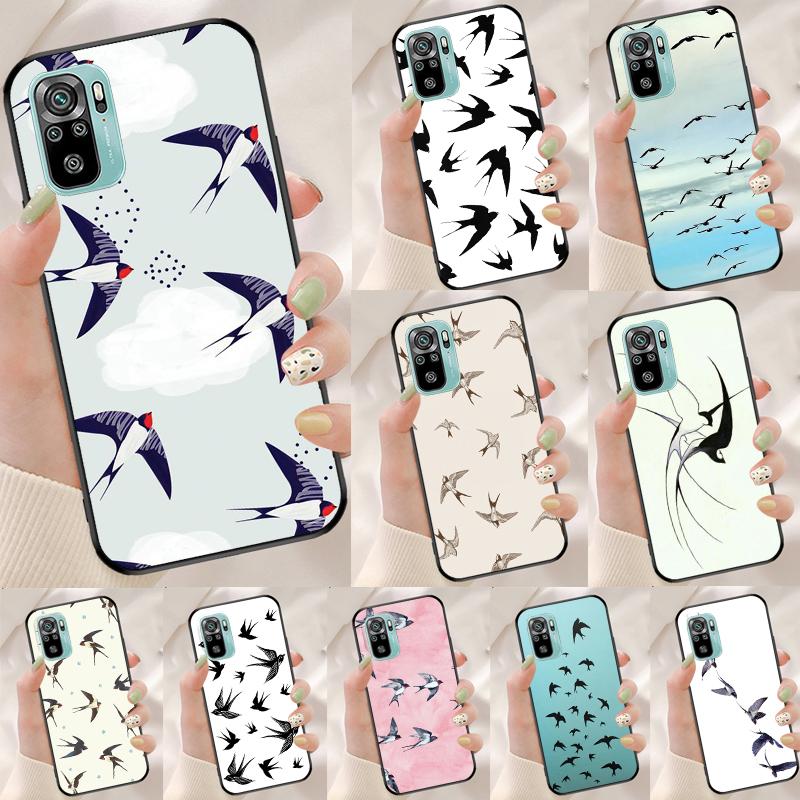 Swallow Collage Pattern Cover For Xiaomi Redmi Note 13 14 Pro 12 11 9 10 9S 10S 11S 12S Redmi 14C 10C 12C 13C Case