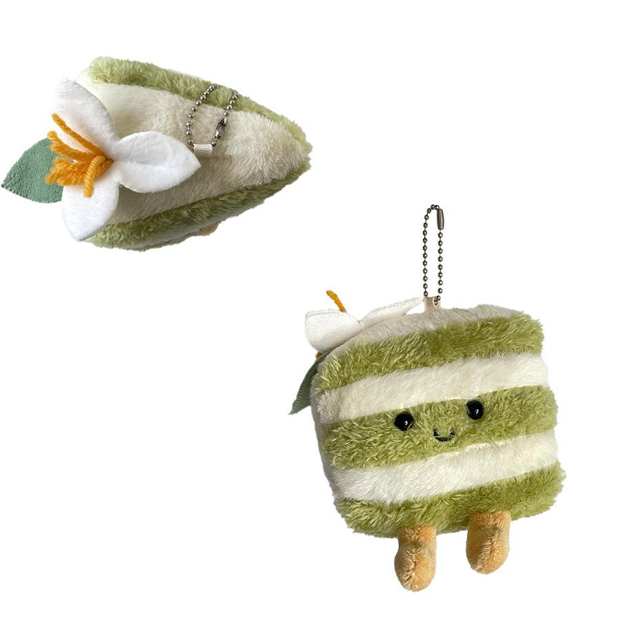 Cute Triangle Matcha Cake Plush Doll Simulation Western Dessert Doll Bag Pendant Doll Birthday Gift