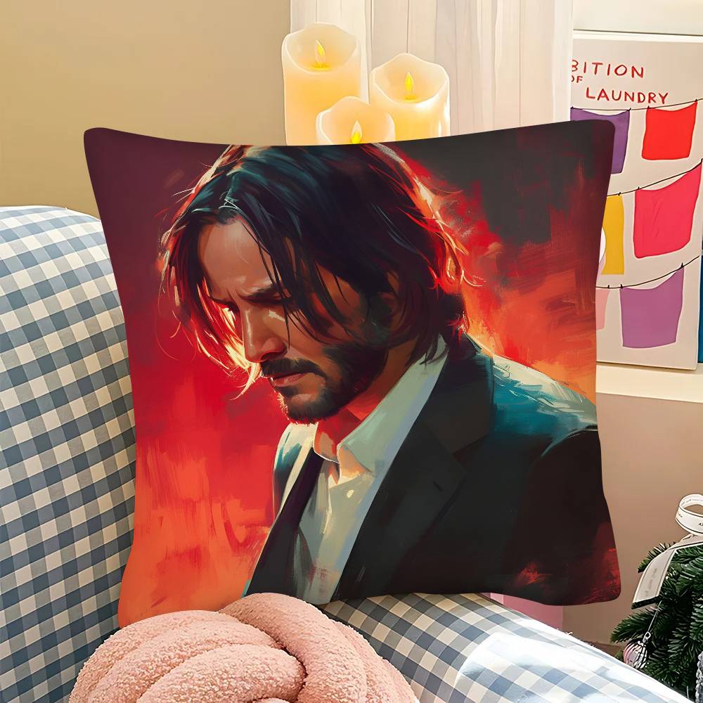 pc Classic Movie John Wick Pillow Case Fashion Square Pillowcase Bedroom Sofa Room Ins Decoration Leisure