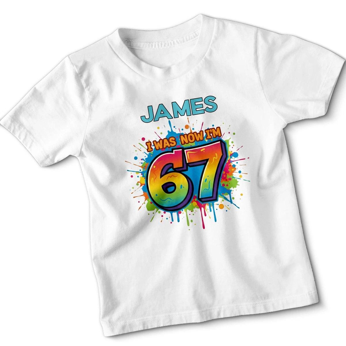 I Was 6 Now I M 7 Boys 7Th Birthday TShirt Graffiti Style Kids Personalised Tee S