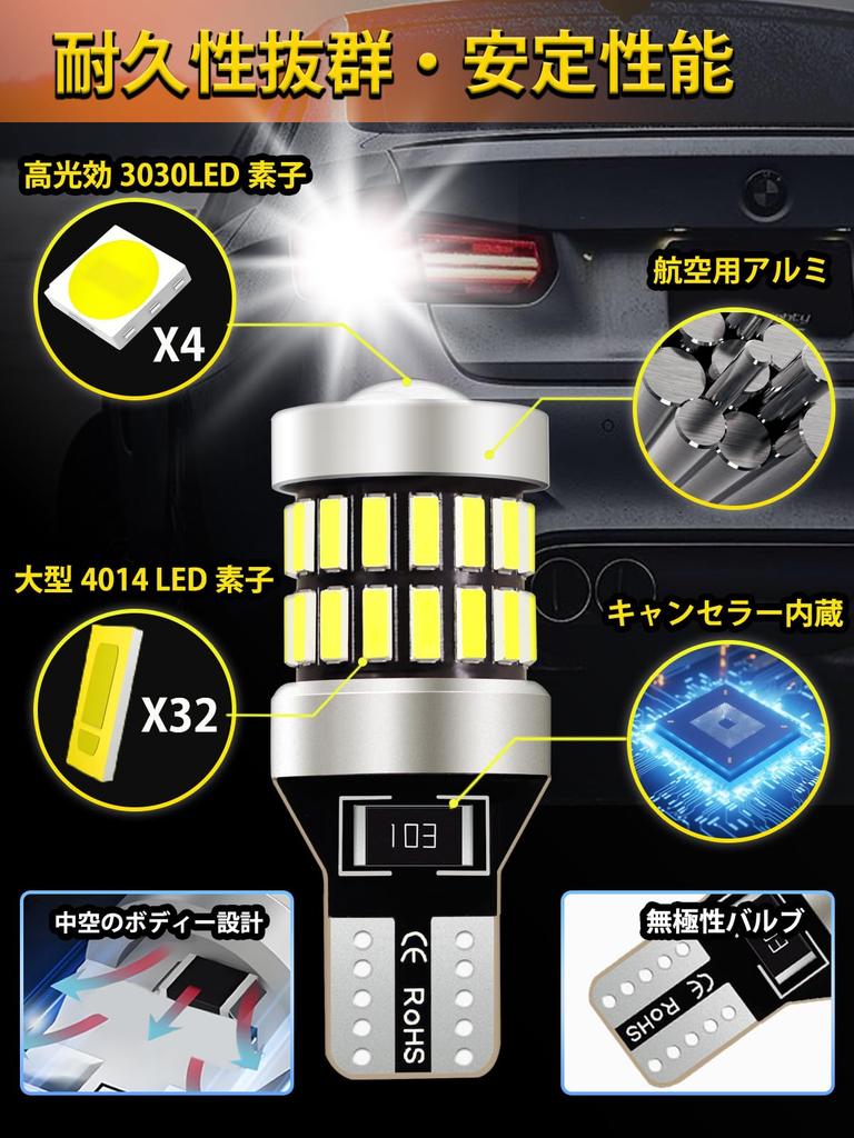 VICOIU T16 LED Back Lamp, Explosive Light, T15 LED, White, 36 SMD New Lens,