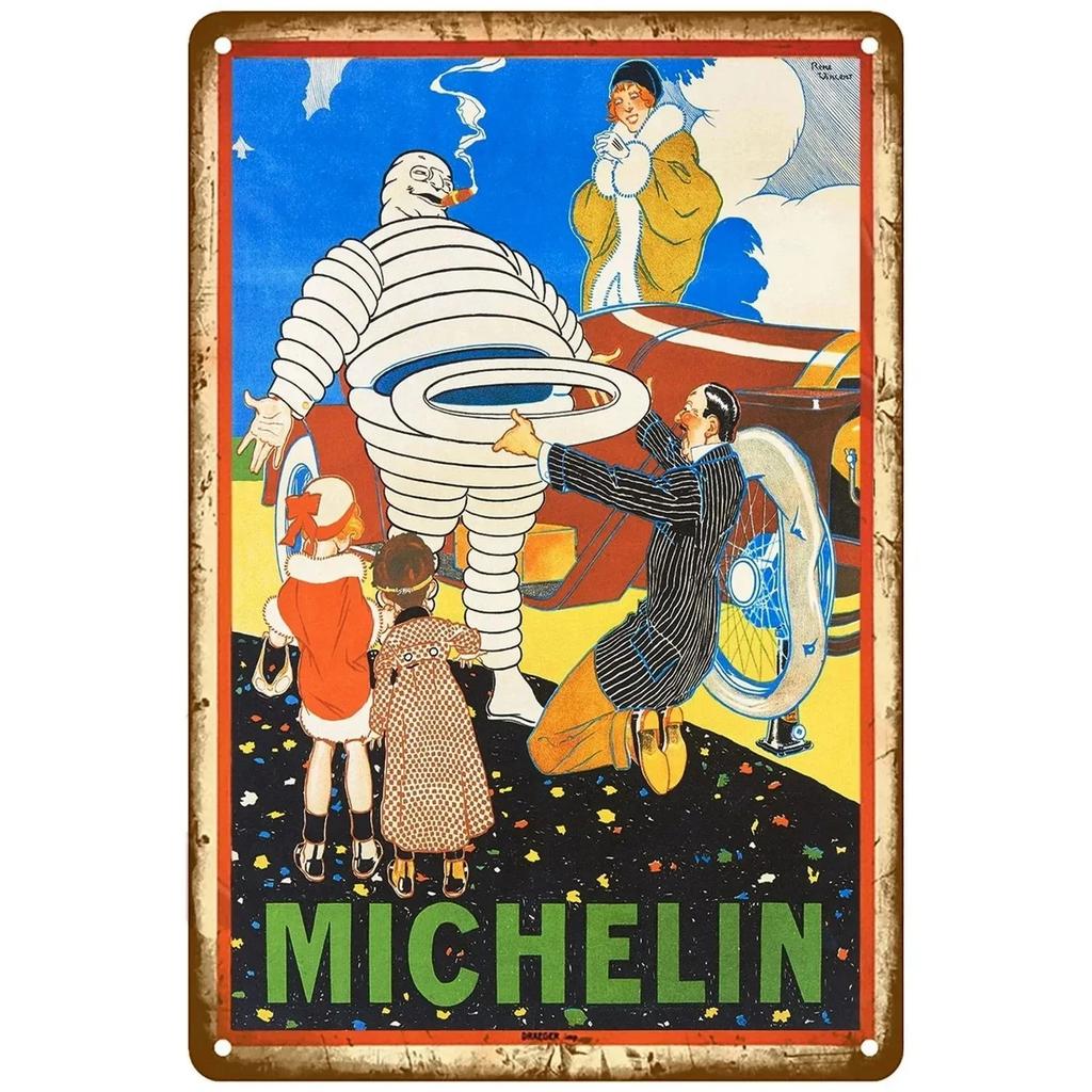 Tire Garage Shop Plaque Metal Tin Signs Wall Decoration Vintage Art Posters Iron Painting for Man Cave Home Cafe Garden Club Bar