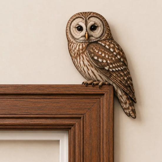 Accents de pièce inspirés par la nature, Décor Topper d'oiseau en bois pour porte, Statuette d'angle de forme adorable, Panneau décoratif en bois fait à la main, Aménagement intérieur de forêt