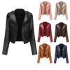 New Slim-fitting Long-sleeved Spring and Autumn Leather Jacket Women's Rivets Popular Short Small Coat Zipper Leather Jacket