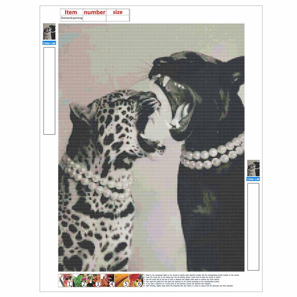 Jaguar vs Panther DIY Diamond Art Painting Kit with Shiny Resin Diamonds for Adults Relaxing Craft Wall Decor and Handmade Gift Idea Set Decor