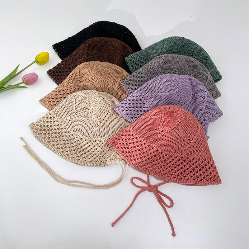 Женская летняя шляпа-бонет с узором из бумажной сетки C4852_Purple