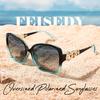 FEISEDY Polarized Pearl Sparkling Extra Large Fashion UV for B2821 Women's Sunglasses, Square, Frame, Designer, Protection, Sports, Fishing,