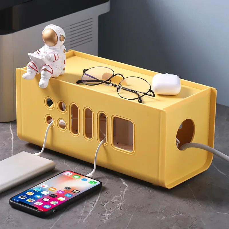 Desktop Plug-in Board Storage Row Plug Power Cord Plastic Storage Box Items Cable Organizer Holder Electric Socket Organizer